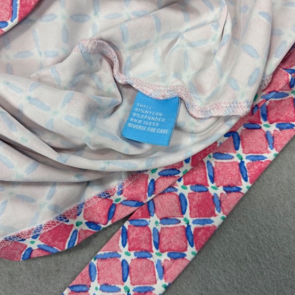 J. McLaughlin Pink Blue Geometric Catalina Cloth Sleeveless ruffle dress XS - Picture 9 of 9